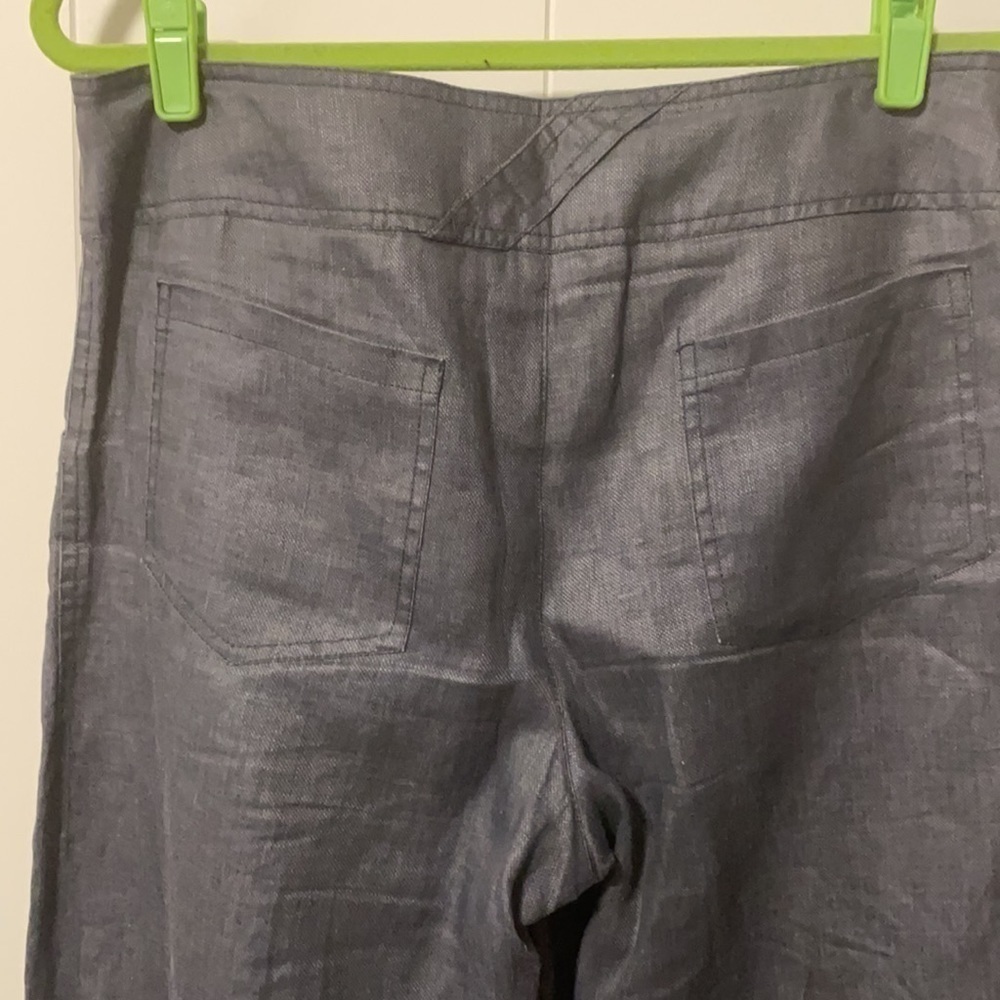 Elsewhere Linen Funky And Interesting Wide Ruched Linen Legged Pants View 4
